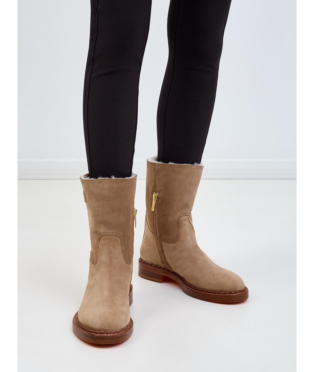 SANTONI Бежевые кожаные ботинки, фото 2