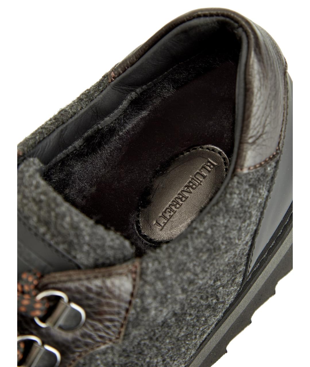 BARRETT Серые кожаные низкие кроссовки / кеды, фото 7