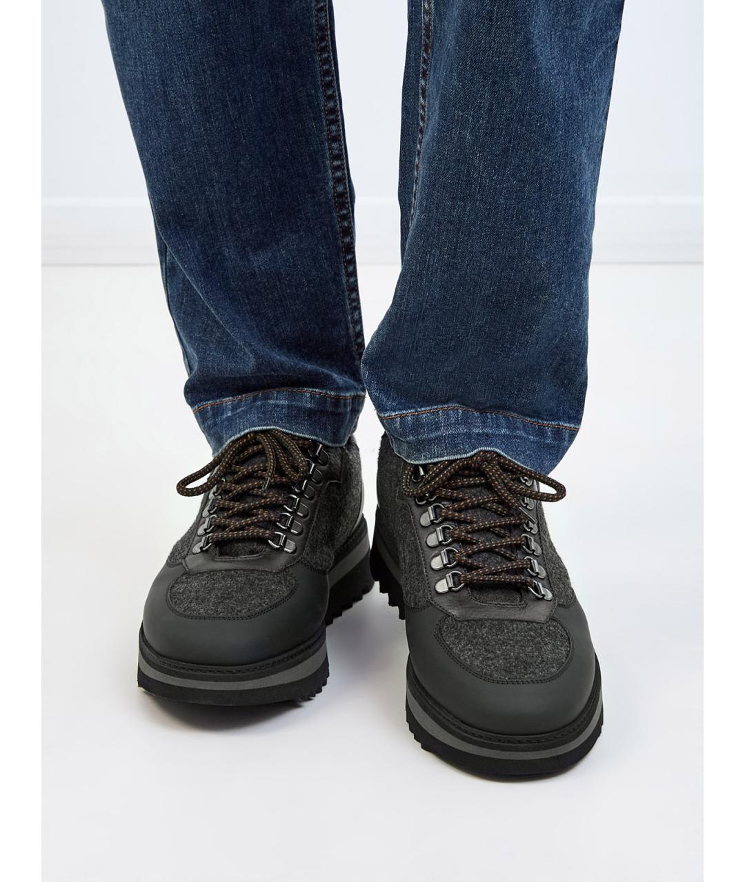 BARRETT Серые кожаные низкие кроссовки / кеды, фото 2