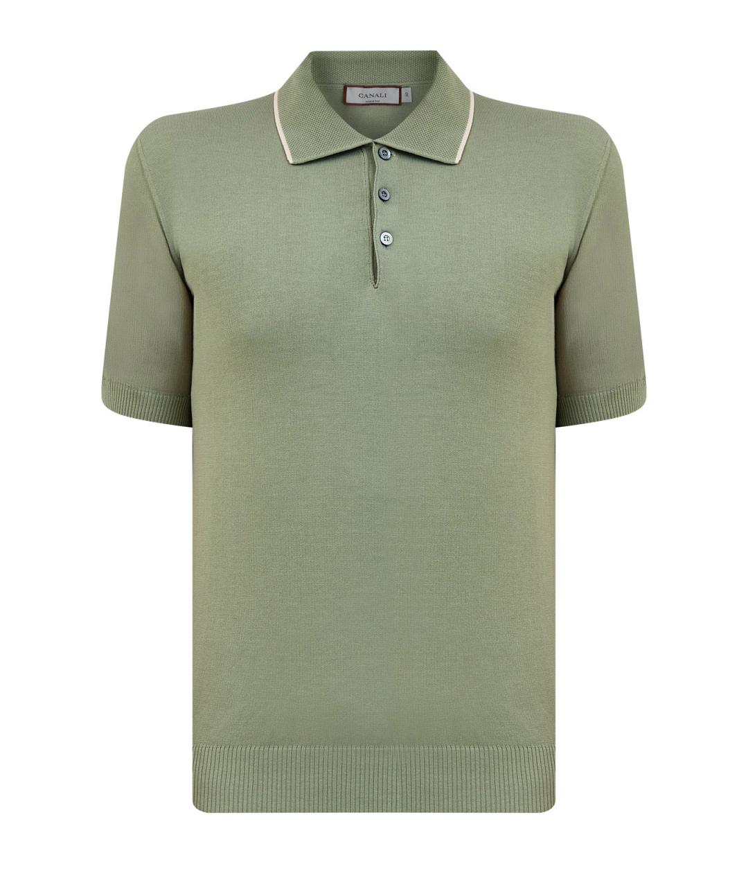 CANALI Зеленые хлопковое поло с коротким рукавом, фото 1