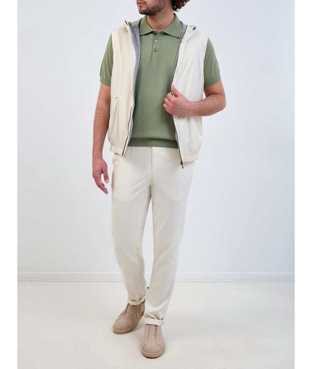 CANALI Зеленые хлопковое поло с коротким рукавом, фото 2