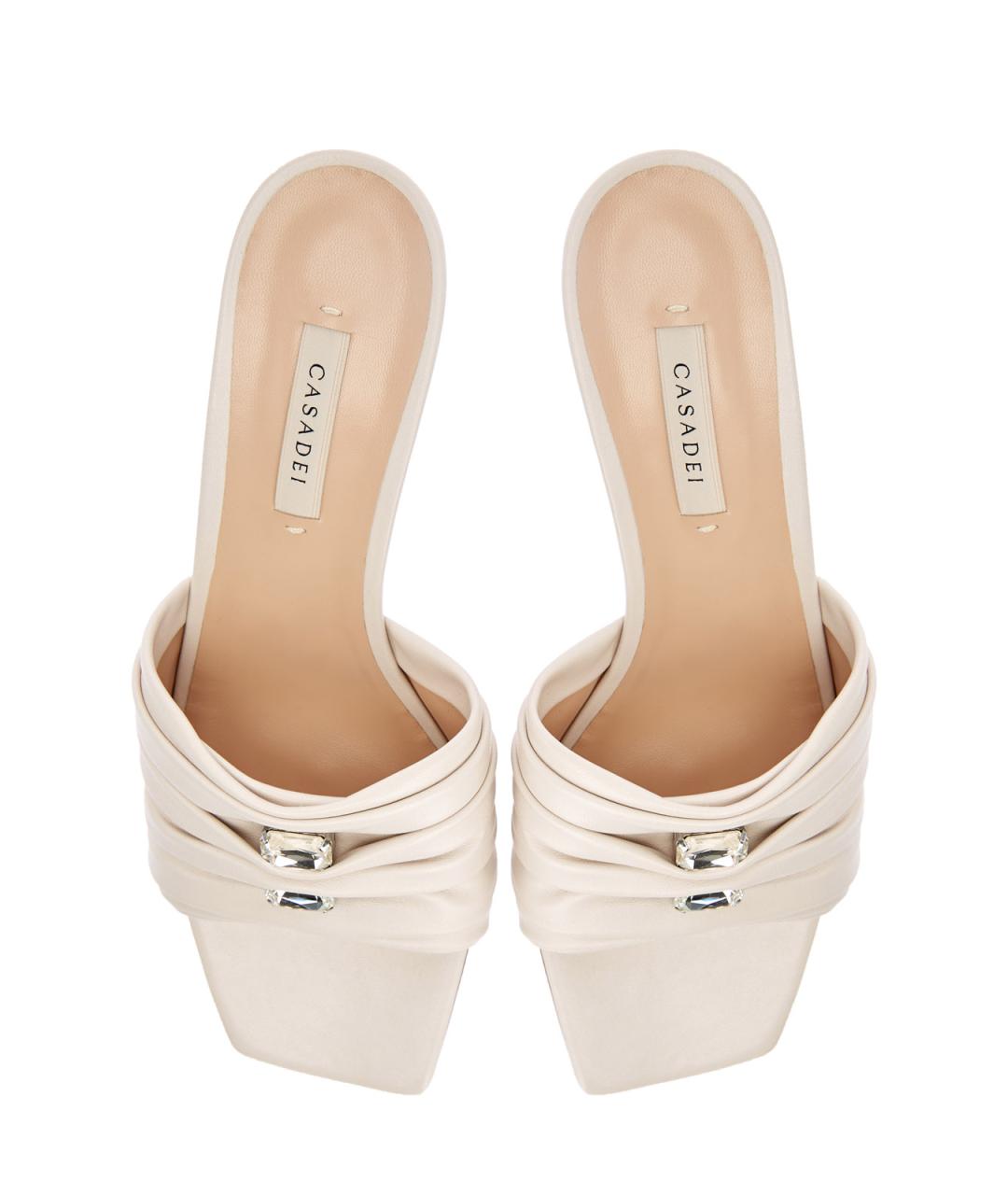 CASADEI Бежевые кожаные мюли, фото 6