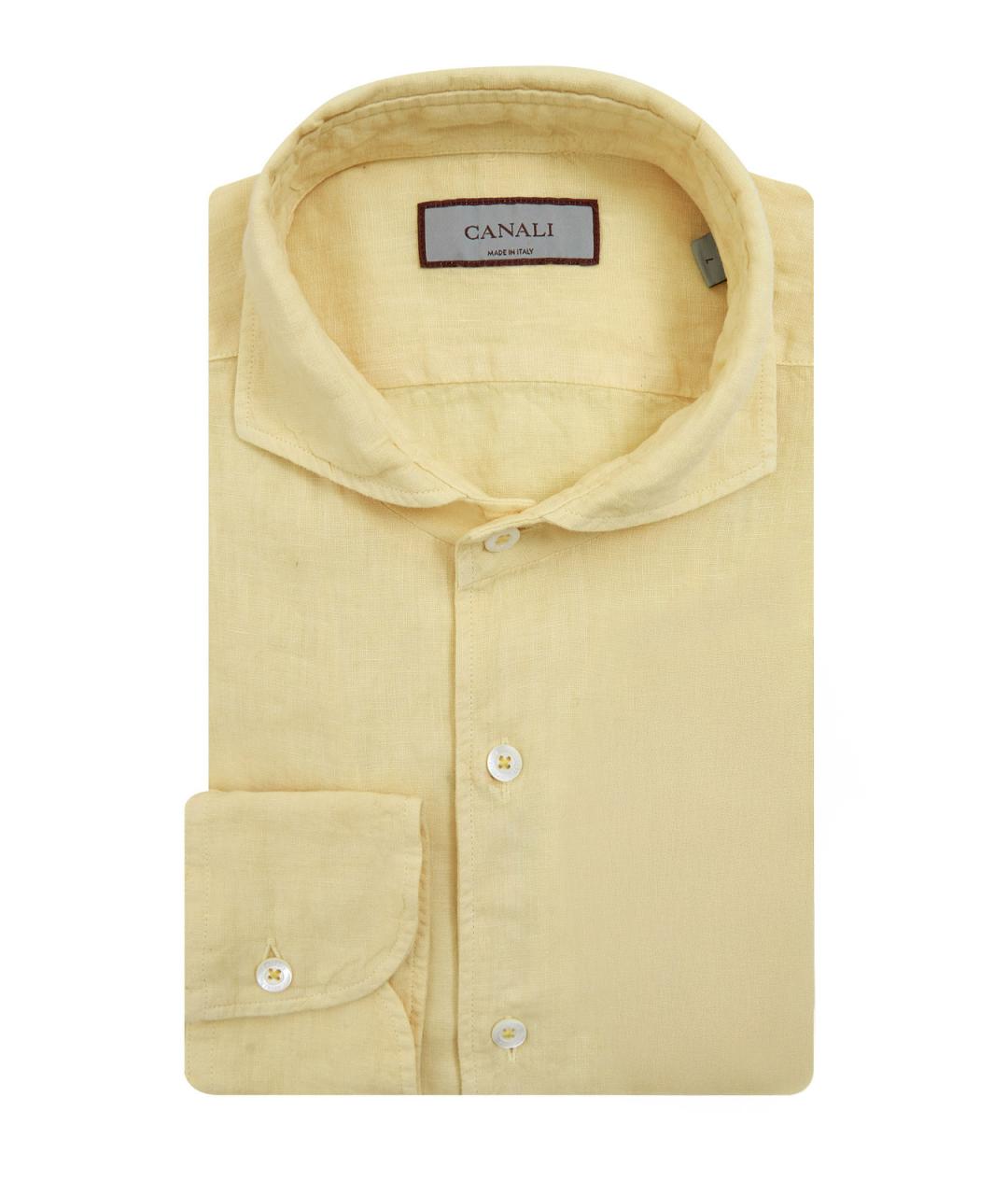 CANALI Желтая льняная кэжуал рубашка, фото 1