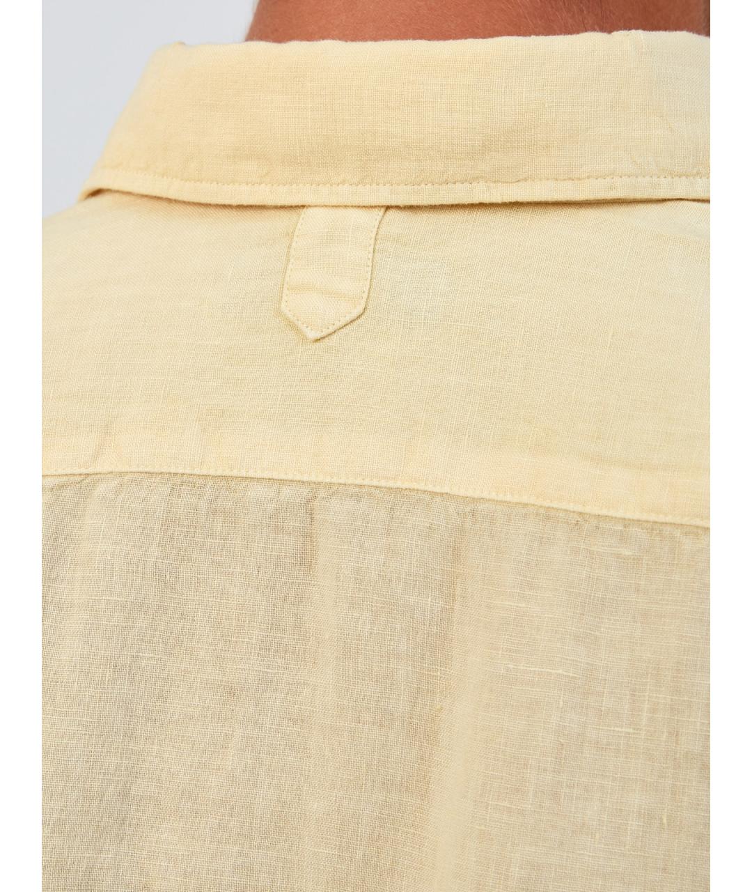 CANALI Желтая льняная кэжуал рубашка, фото 5