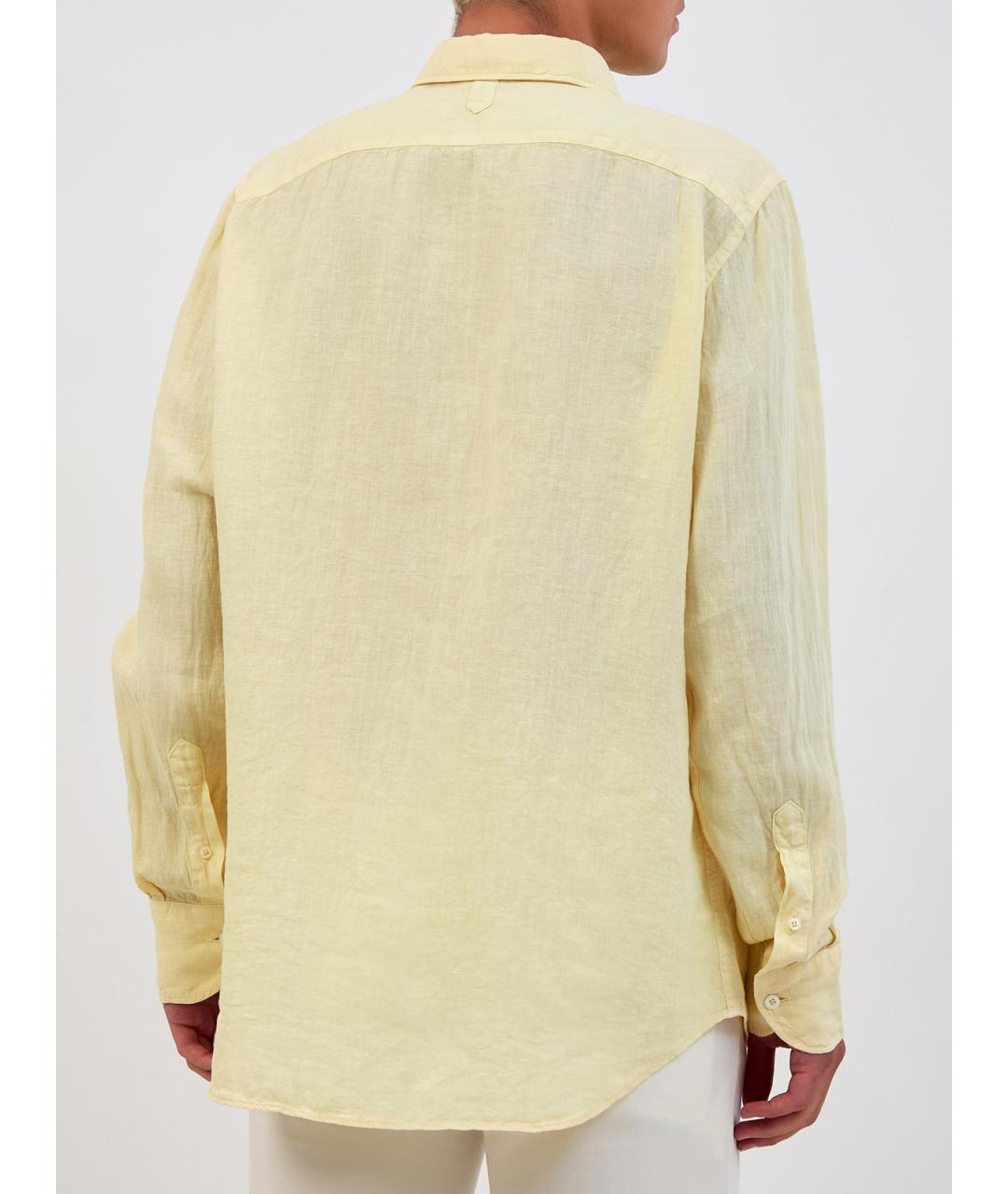 CANALI Желтая льняная кэжуал рубашка, фото 4