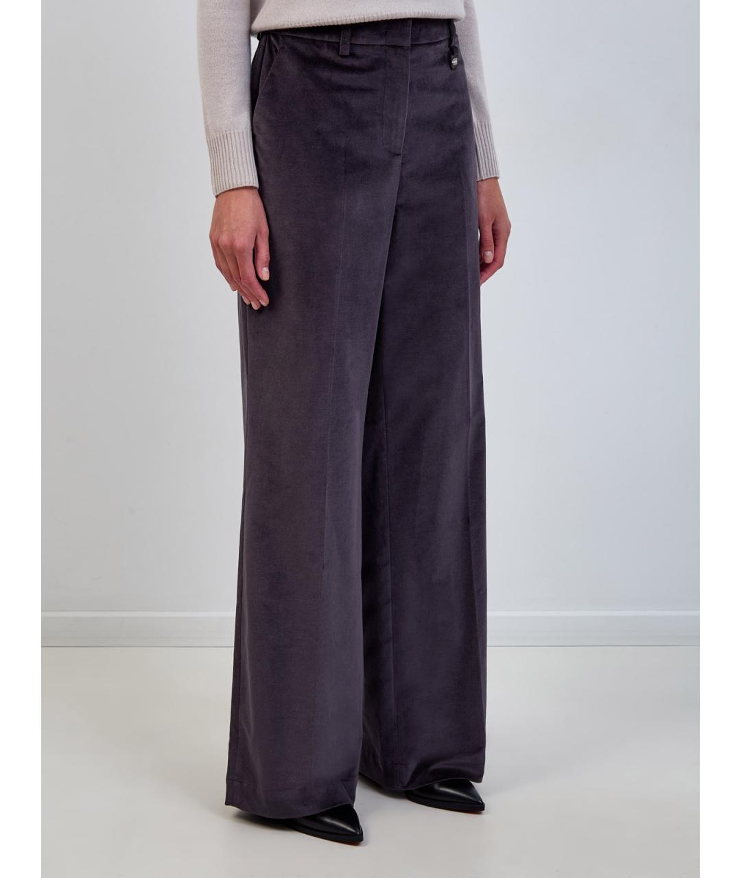 LORENA ANTONIAZZI Фиолетовые хлопковые брюки широкие, фото 3