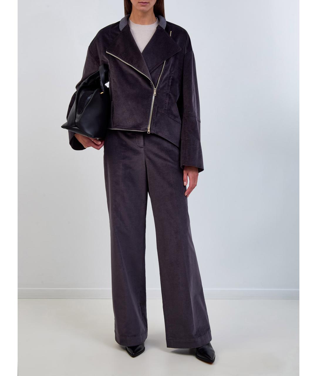 LORENA ANTONIAZZI Фиолетовые хлопковые брюки широкие, фото 2