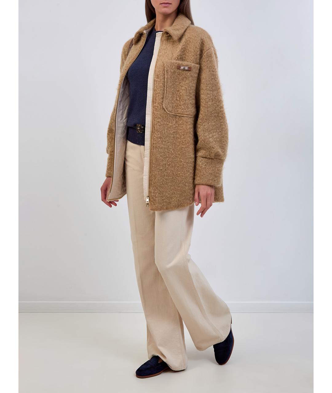 LORENA ANTONIAZZI Бежевая шерстяная куртка, фото 2