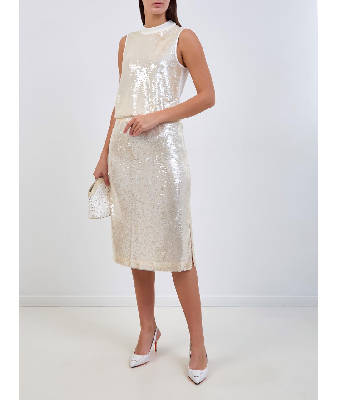 PESERICO Бежевая полиэстеровая юбка миди, фото 2