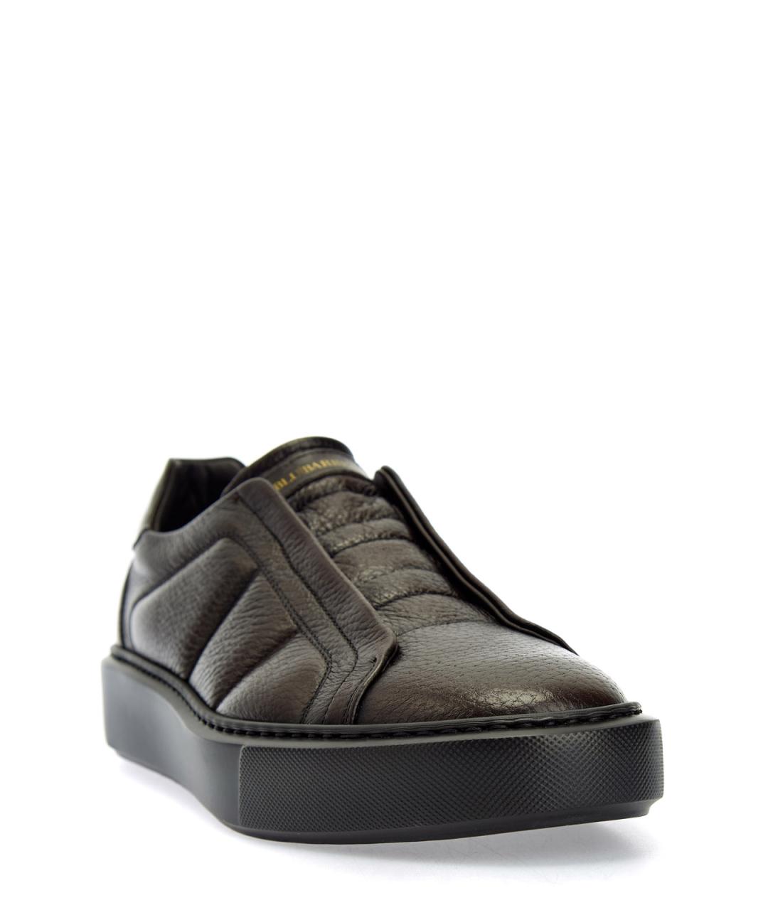 BARRETT Коричневые кожаные низкие кроссовки / кеды, фото 3