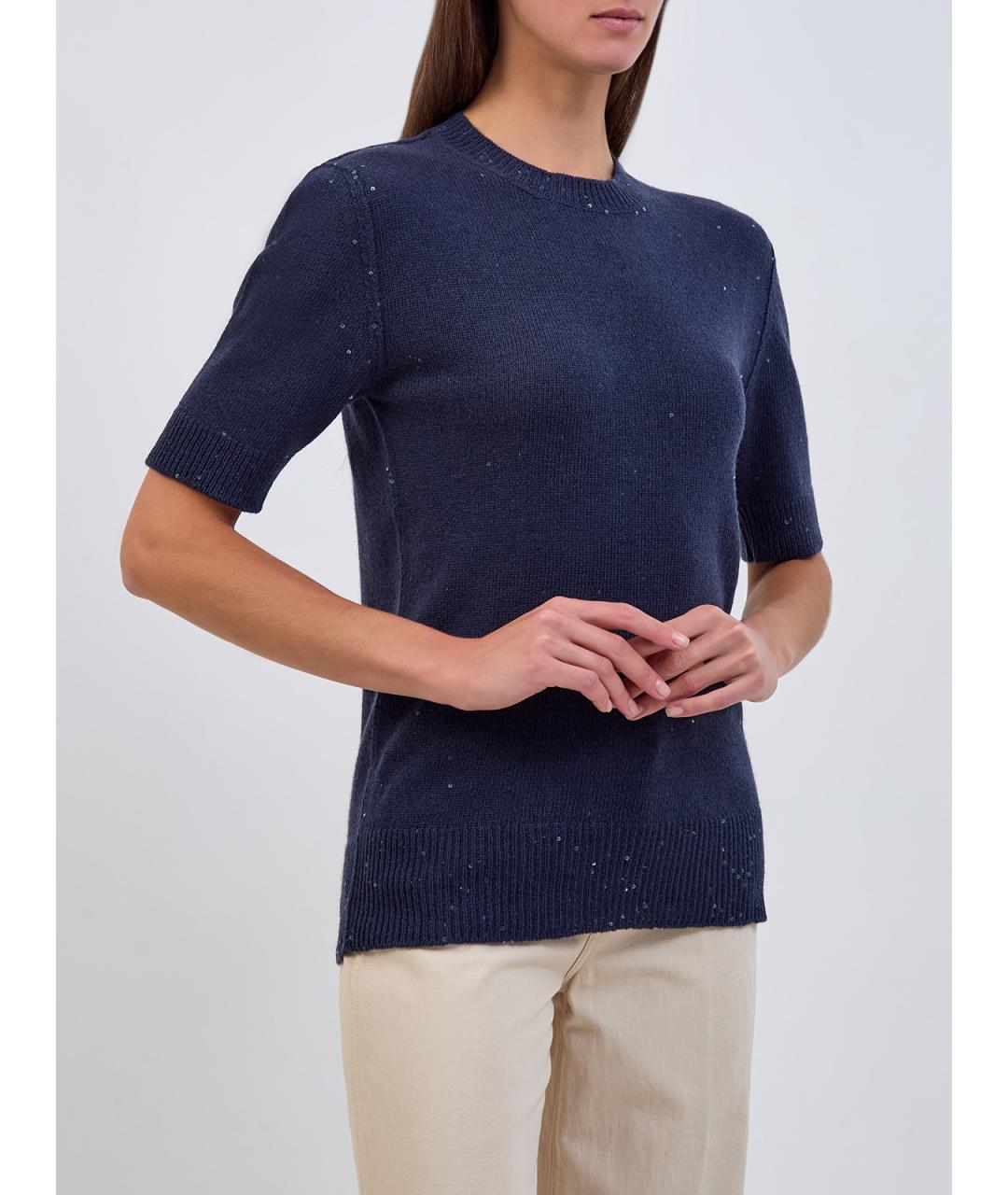 LORENA ANTONIAZZI Синий шерстяной джемпер / свитер, фото 3