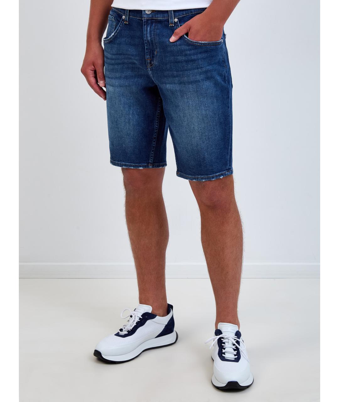 7 FOR ALL MANKIND Синие хлопковые шорты, фото 3