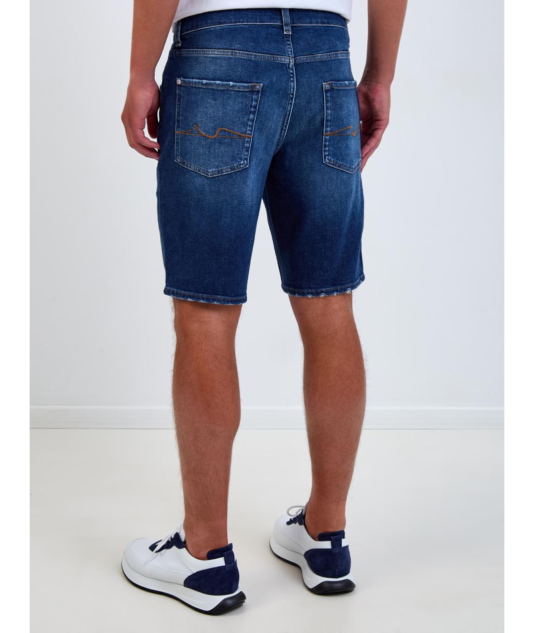 7 FOR ALL MANKIND Синие хлопковые шорты, фото 4
