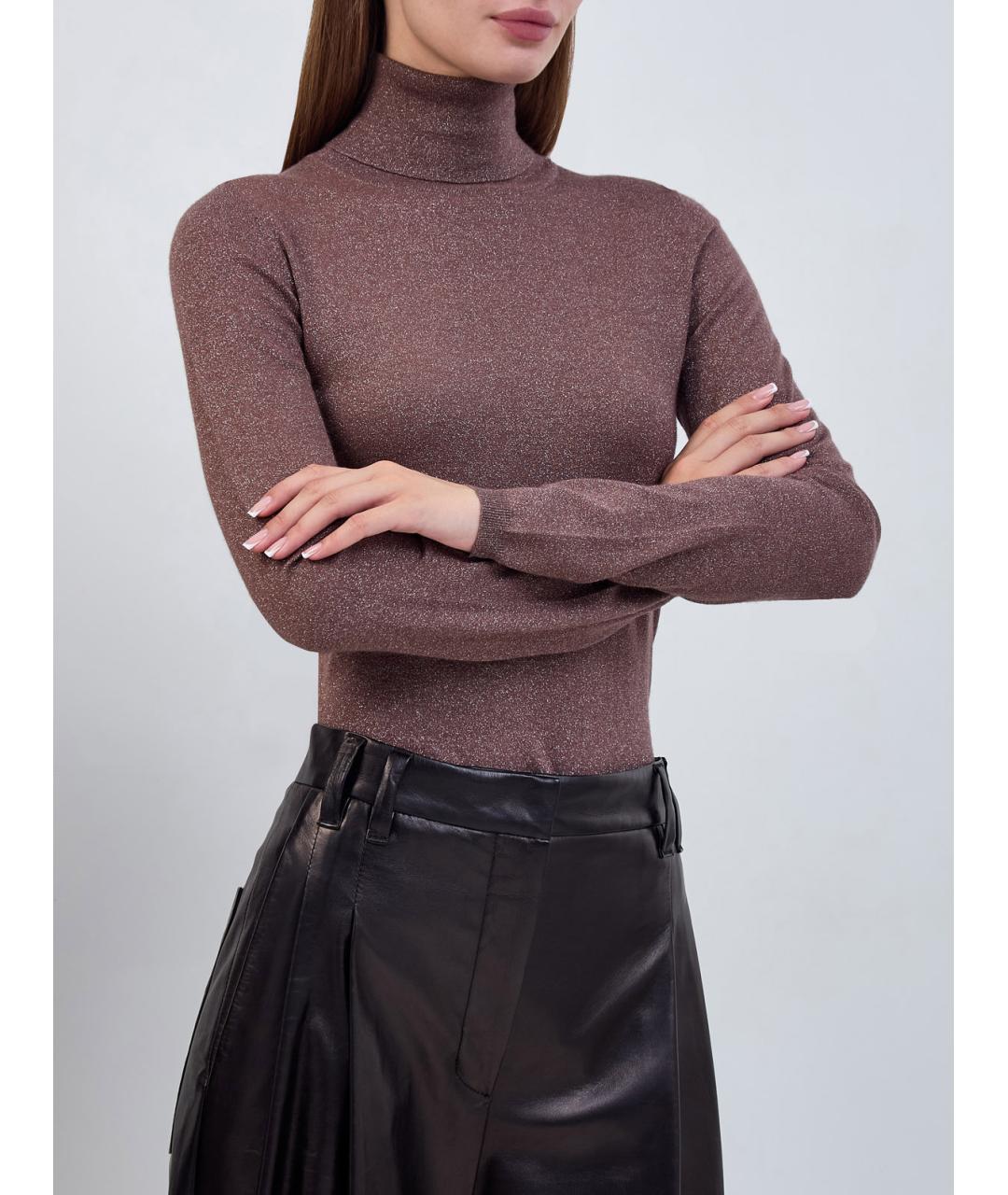 BRUNELLO CUCINELLI Коричневая кашемировая водолазка, фото 3