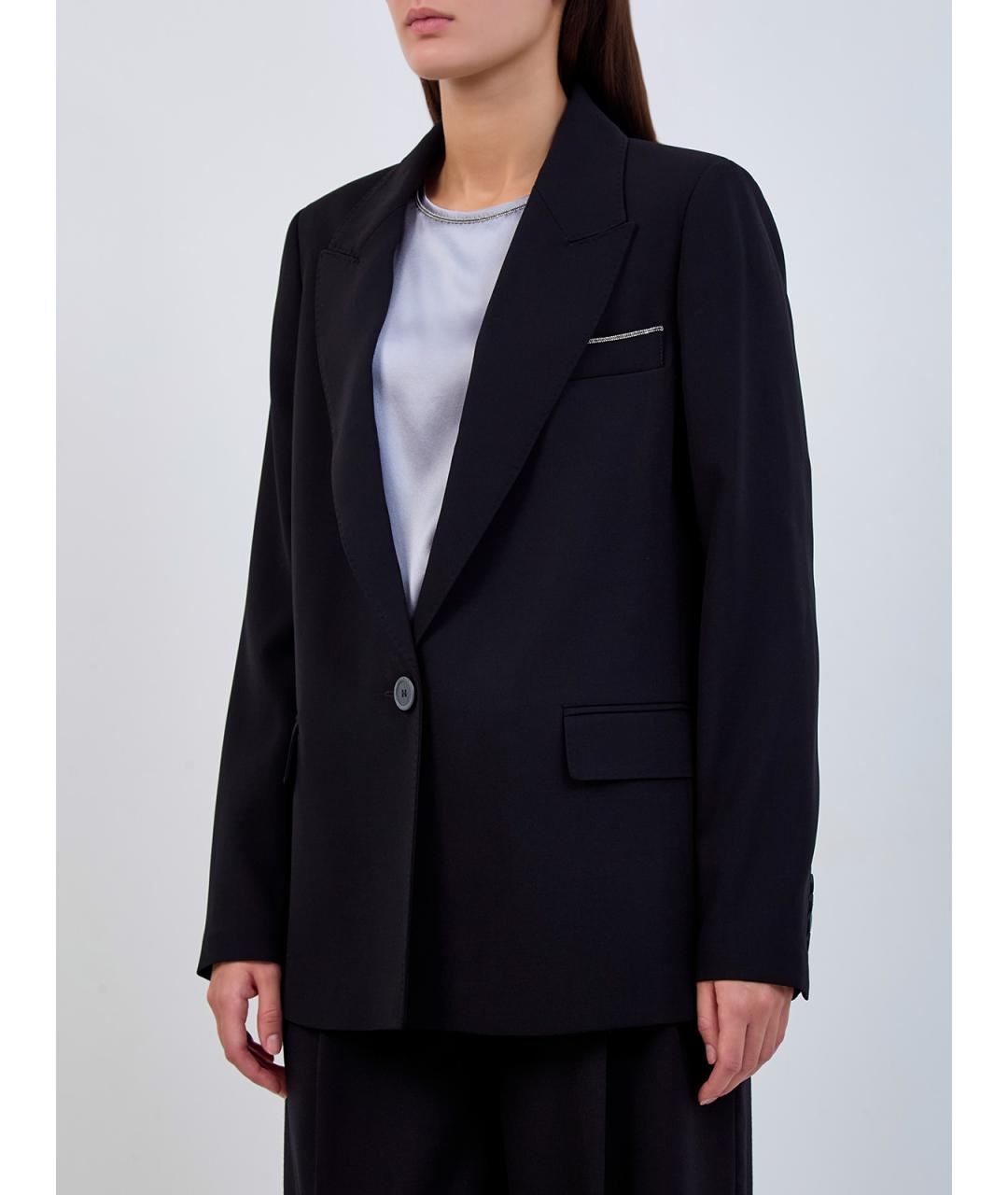 PESERICO Черный полиэстеровый жакет/пиджак, фото 3