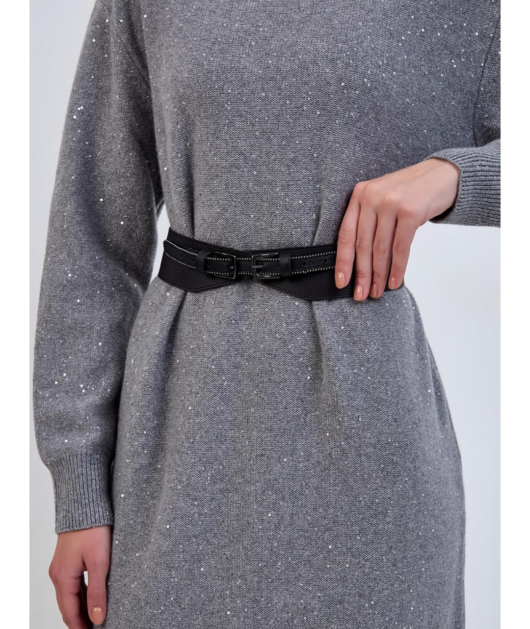 PESERICO Черный кожаный ремень, фото 2