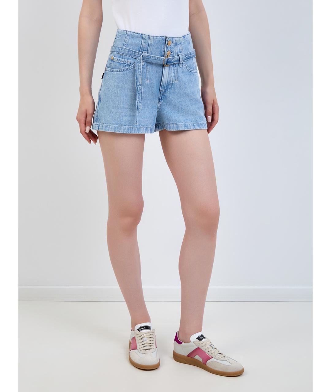 7 FOR ALL MANKIND Голубые хлопковые шорты, фото 3