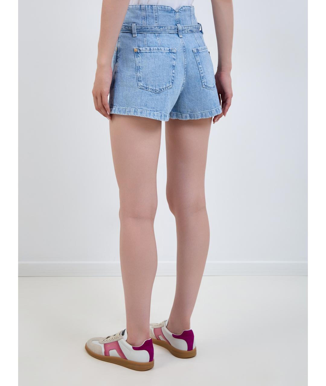 7 FOR ALL MANKIND Голубые хлопковые шорты, фото 4