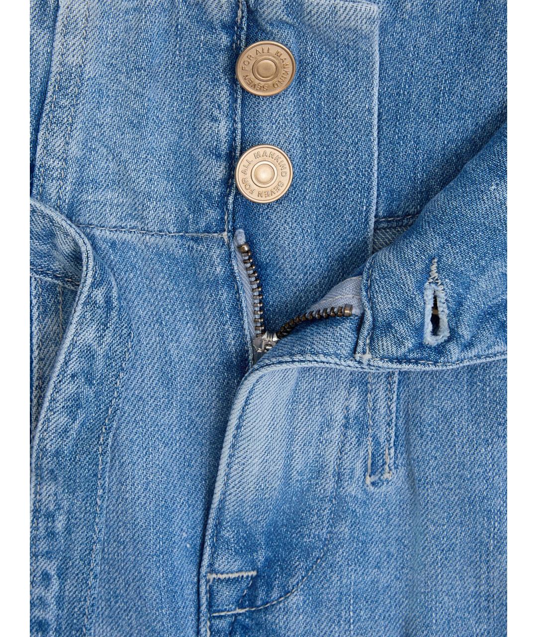 7 FOR ALL MANKIND Голубые хлопковые шорты, фото 6
