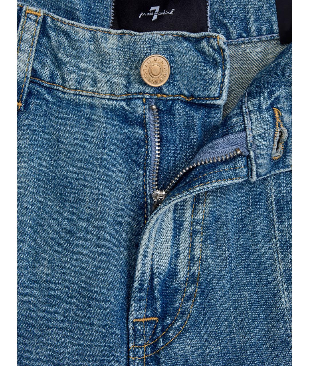 7 FOR ALL MANKIND Синие хлопковые джинсы клеш, фото 6