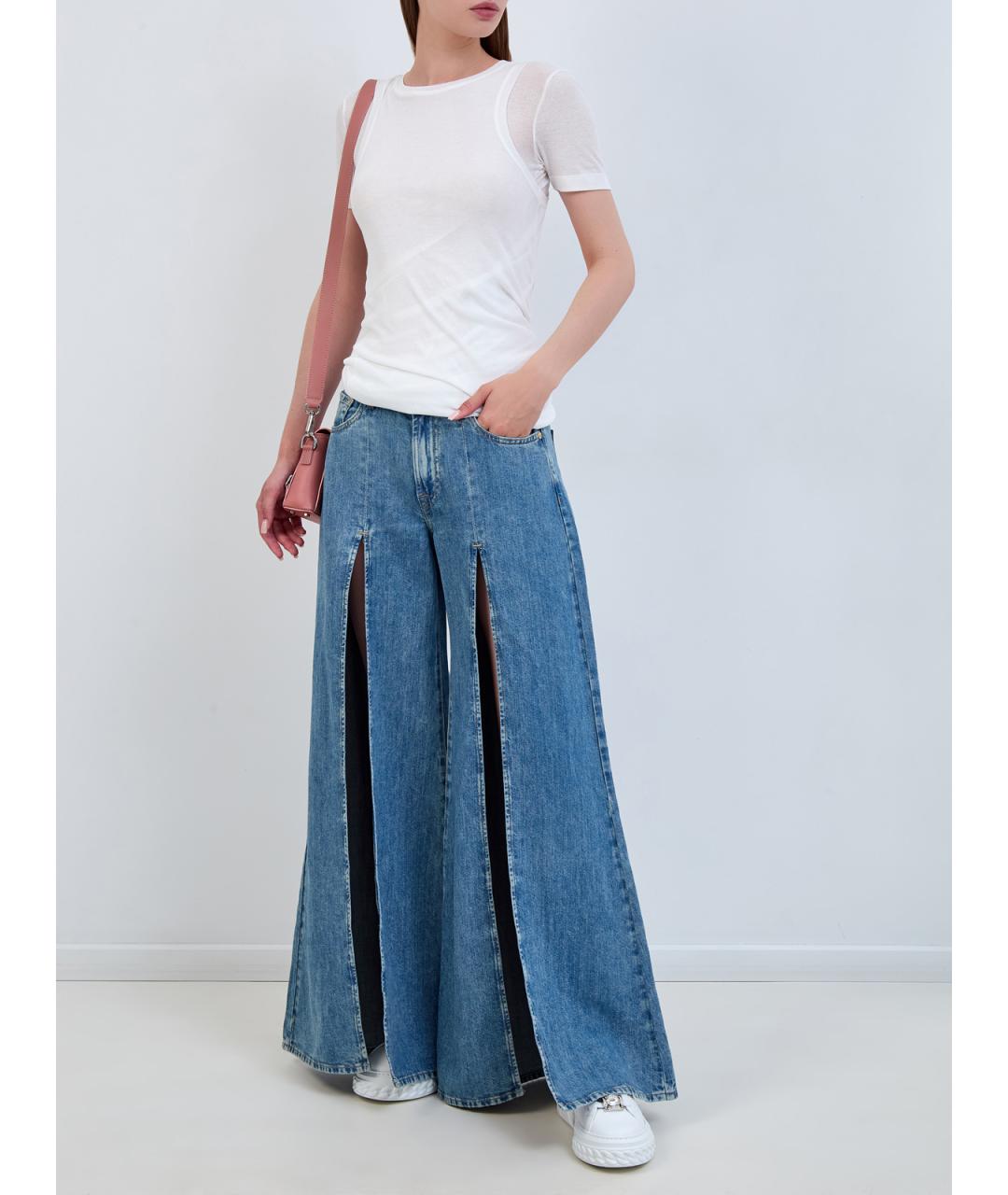 7 FOR ALL MANKIND Синие хлопковые джинсы клеш, фото 2