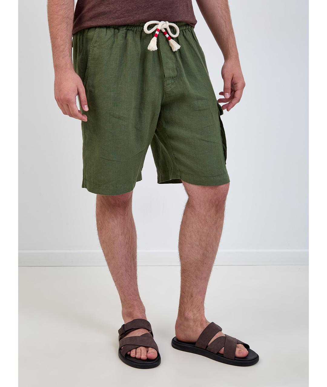 MC2 SAINT BARTH Зеленые льняные шорты, фото 3