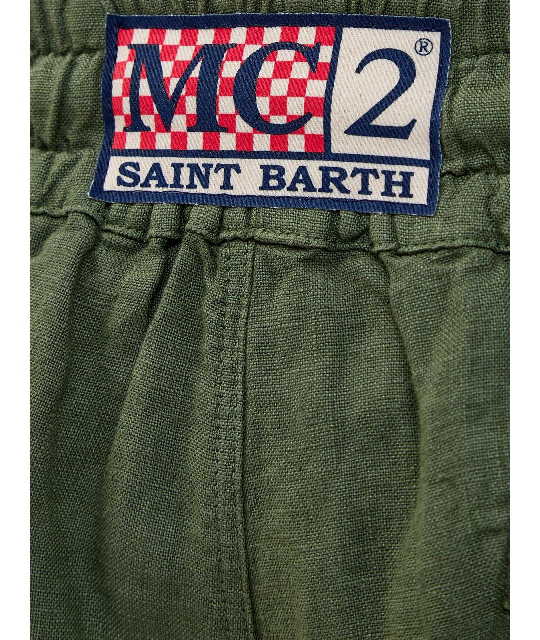 MC2 SAINT BARTH Зеленые льняные шорты, фото 5