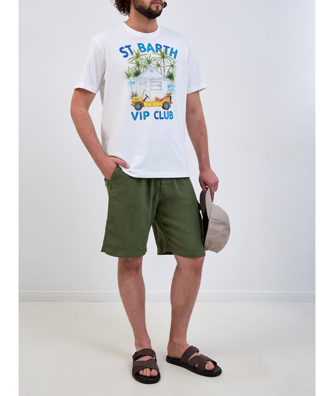 MC2 SAINT BARTH Зеленые льняные шорты, фото 2