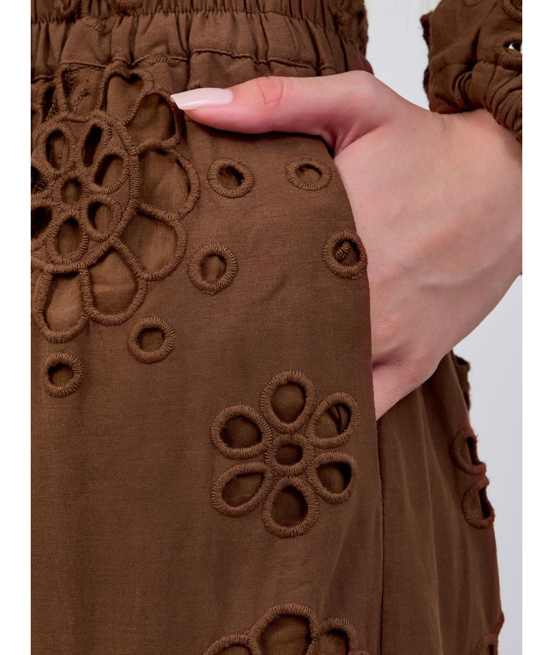 MC2 SAINT BARTH Коричневая хлопковая юбка макси, фото 5