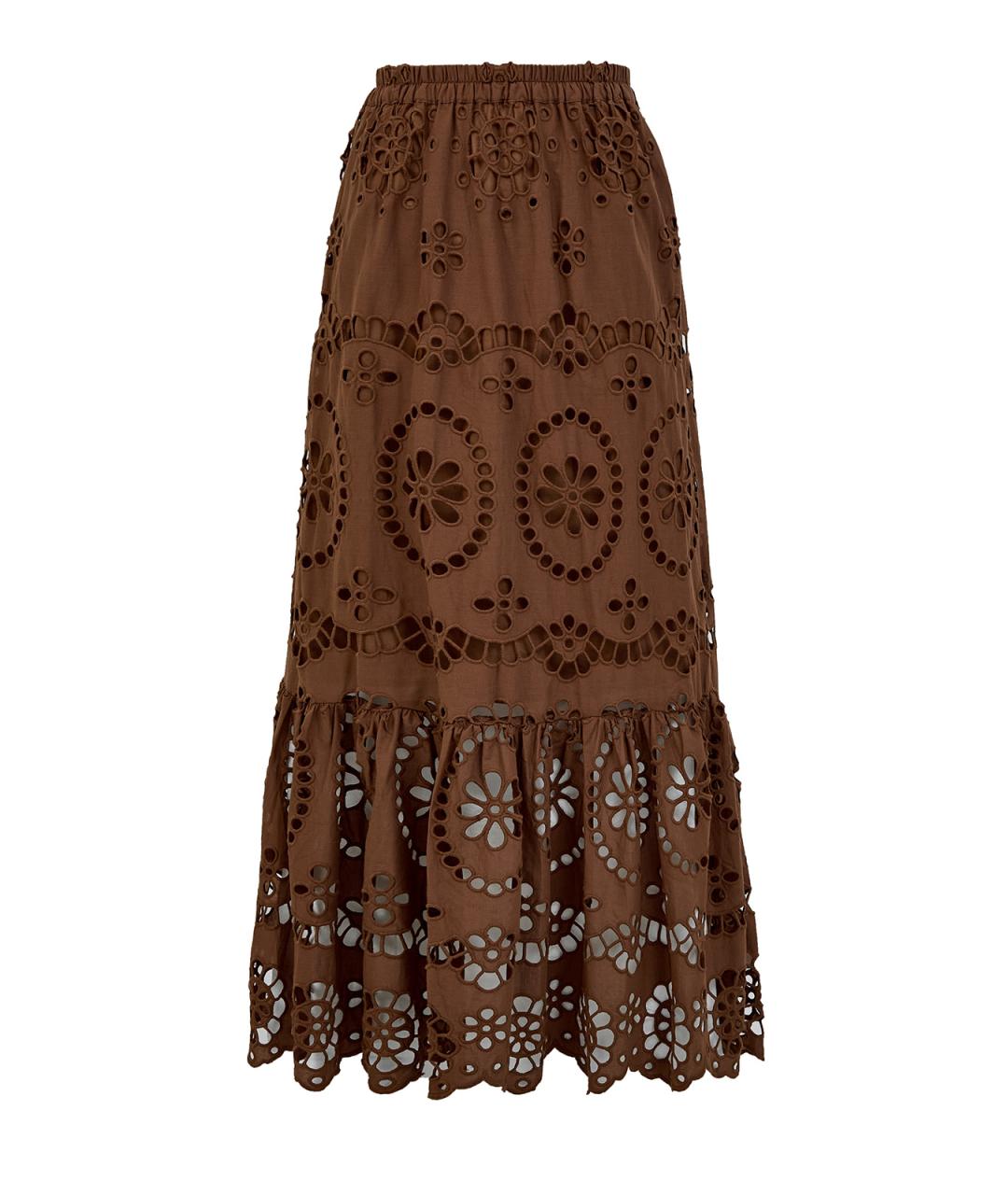 MC2 SAINT BARTH Коричневая хлопковая юбка макси, фото 1