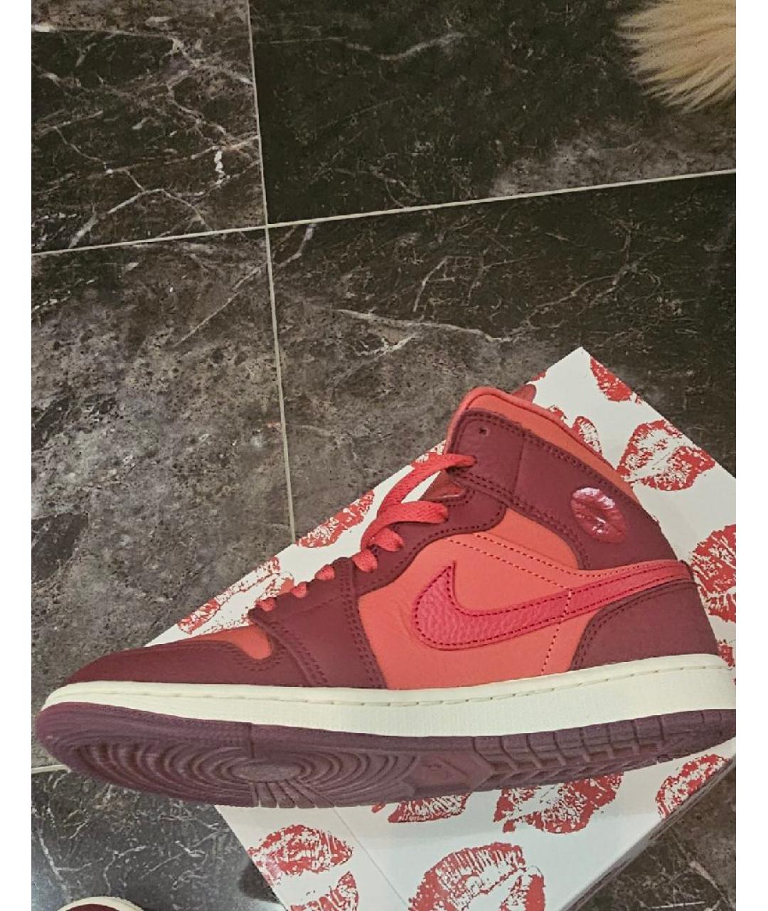 JORDAN Красные кожаные кроссовки, фото 4