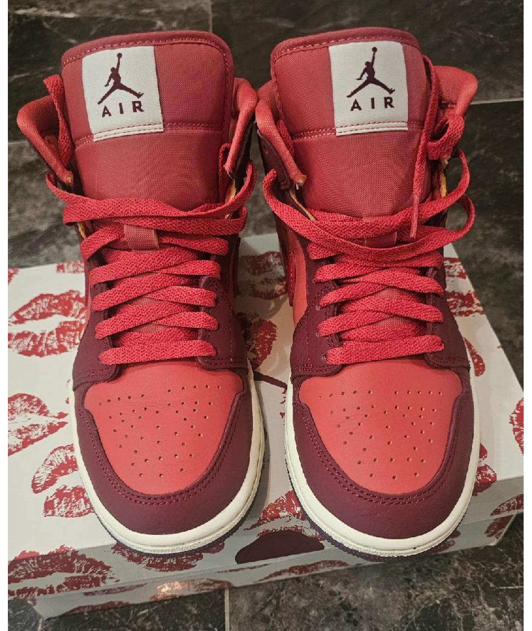 JORDAN Красные кожаные кроссовки, фото 2