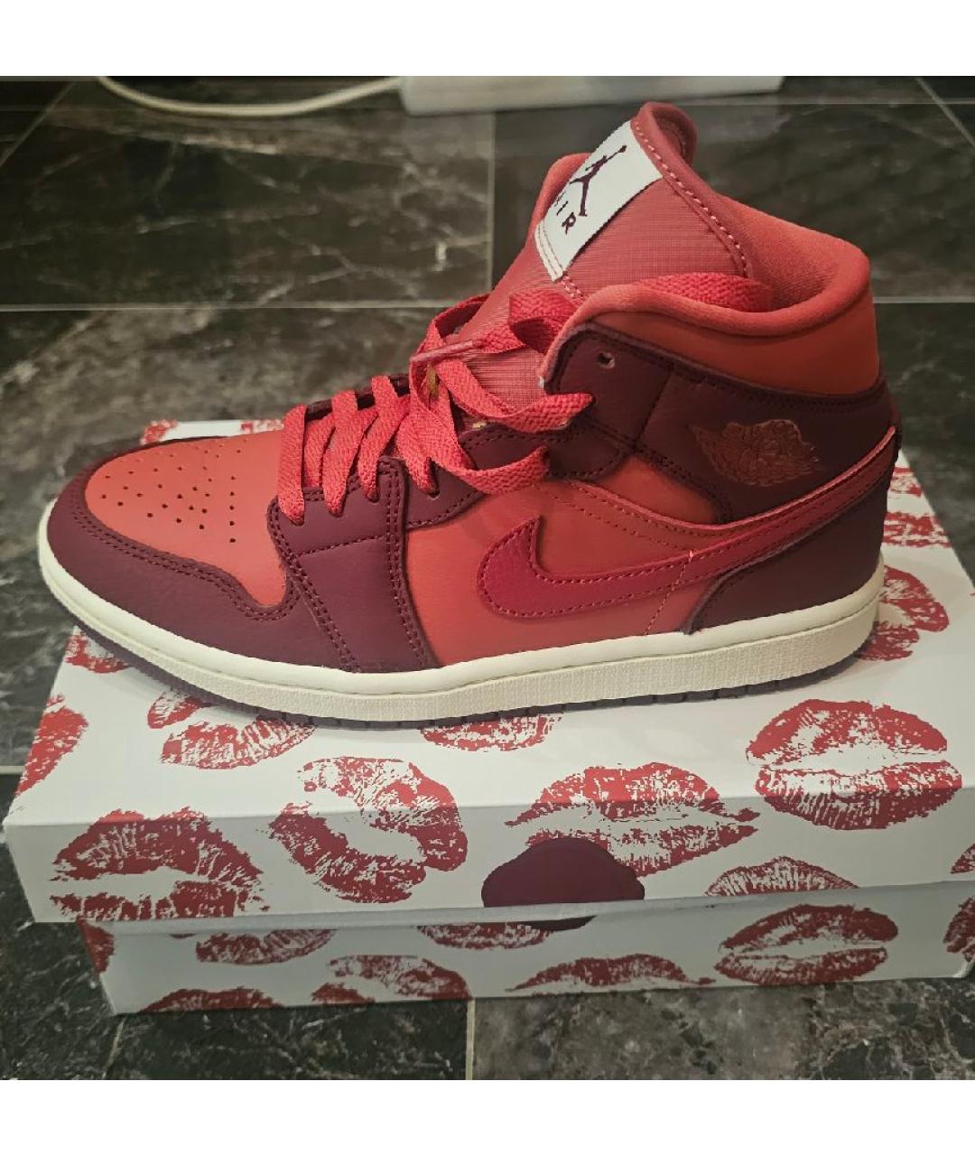 JORDAN Красные кожаные кроссовки, фото 8