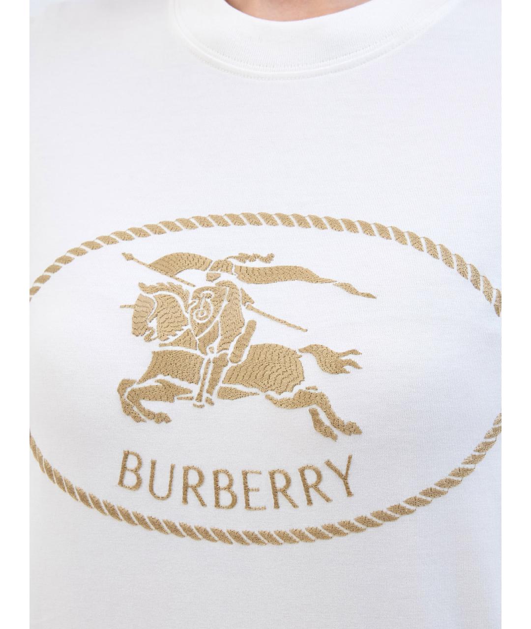 BURBERRY Белая хлопковая футболка, фото 5