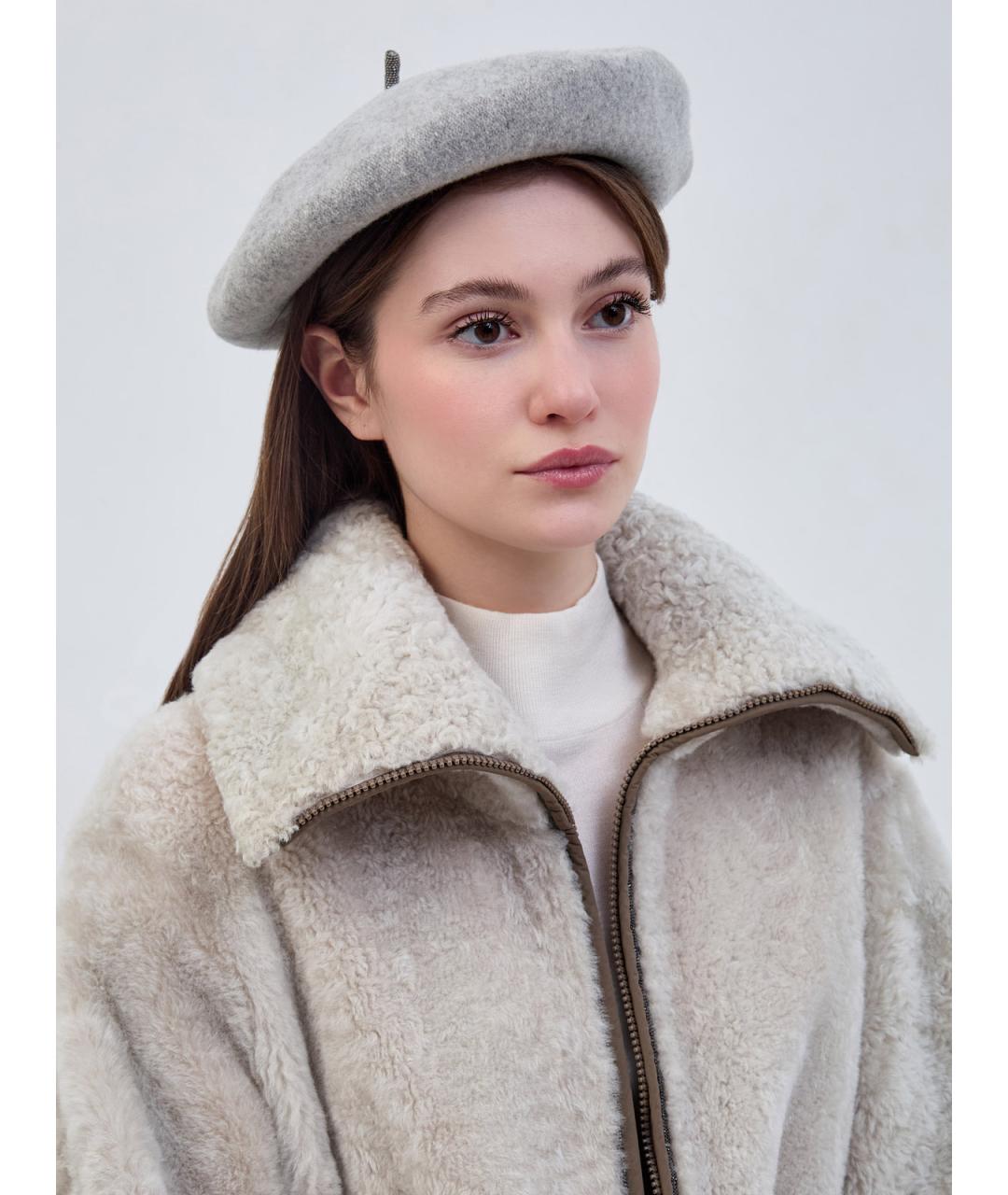 BRUNELLO CUCINELLI Серая шерстяная шапка, фото 2