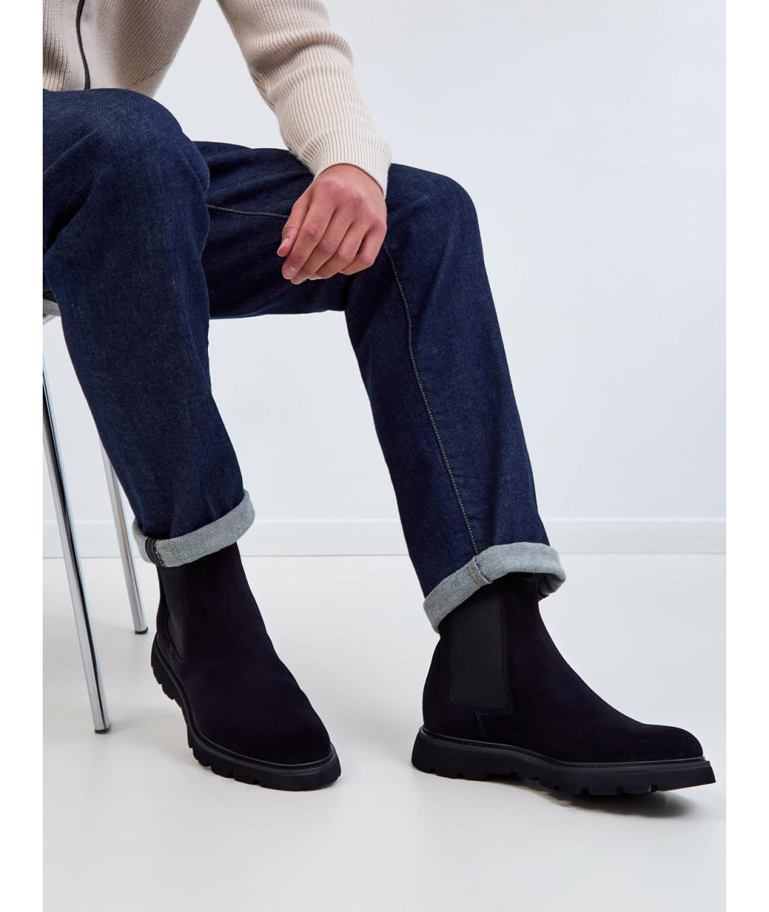 DOUCAL'S Темно-синие замшевые высокие ботинки, фото 2