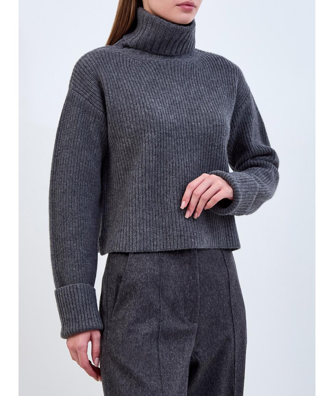 YVES SALOMON Серый шерстяной джемпер / свитер, фото 3