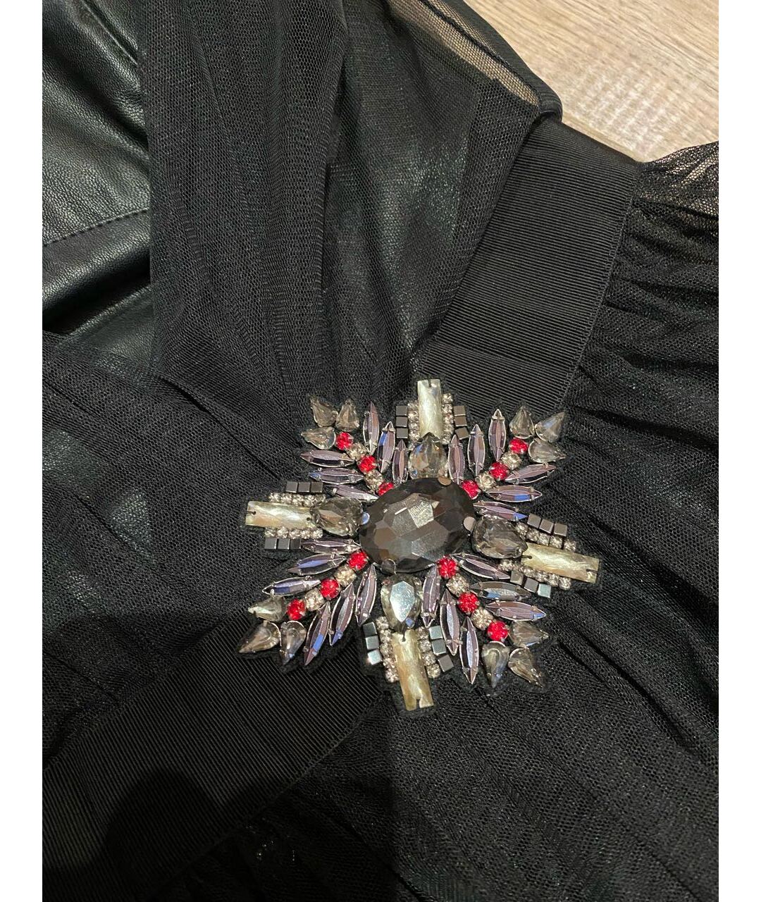 PINKO Черное шифоновое вечернее платье, фото 7