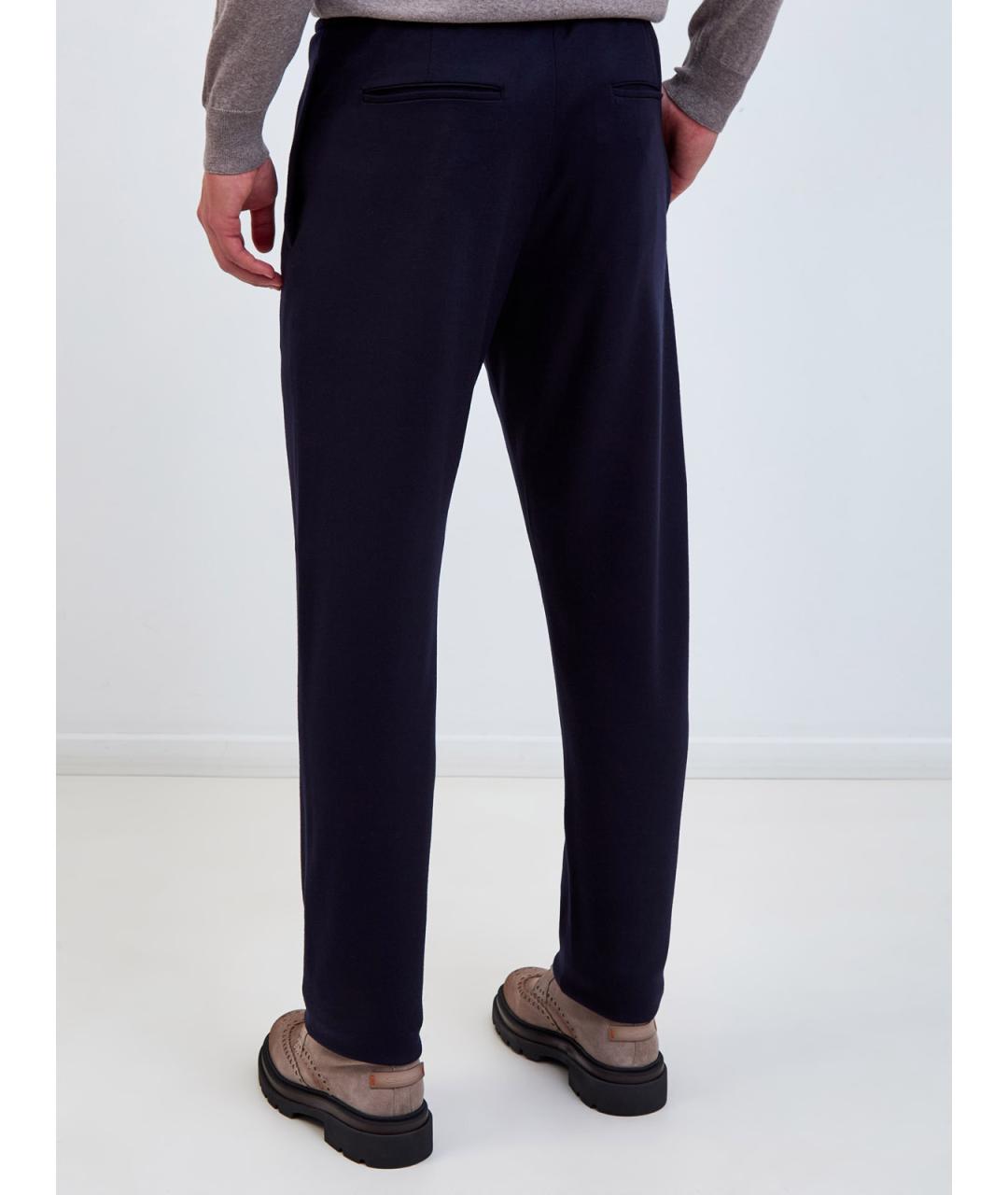 CANALI Синие шерстяные повседневные брюки, фото 4