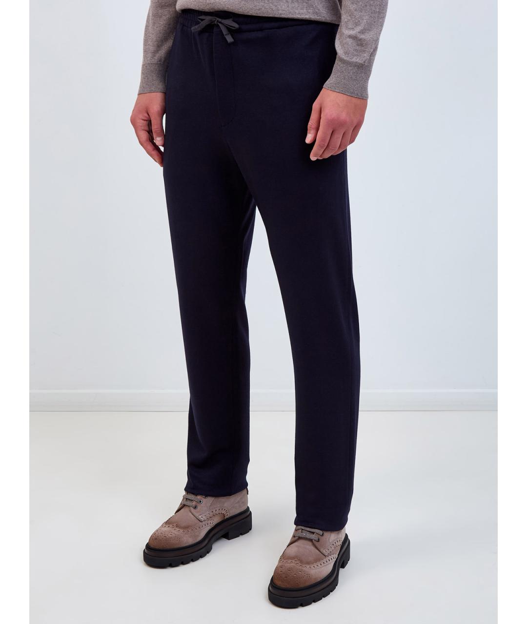 CANALI Синие шерстяные повседневные брюки, фото 3