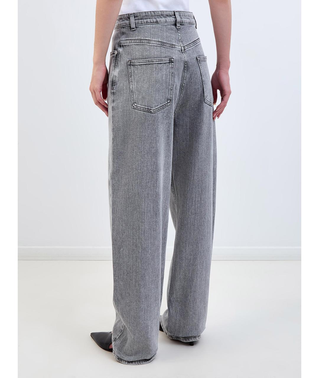 FABIANA FILIPPI Серые хлопковые прямые джинсы, фото 4