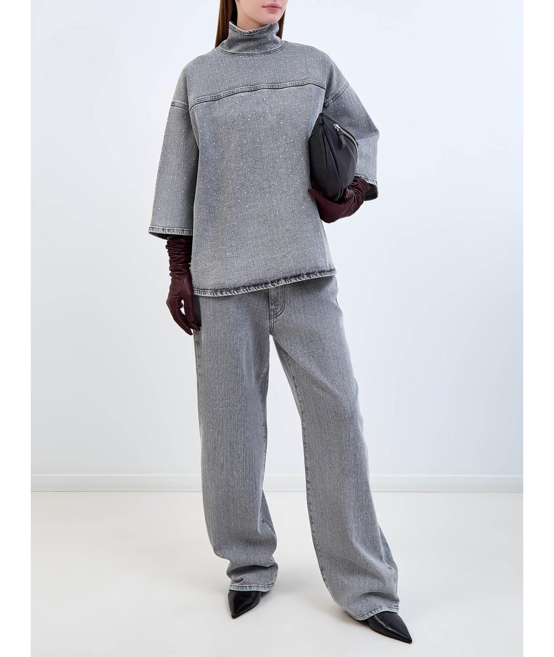 FABIANA FILIPPI Серые хлопковые прямые джинсы, фото 2