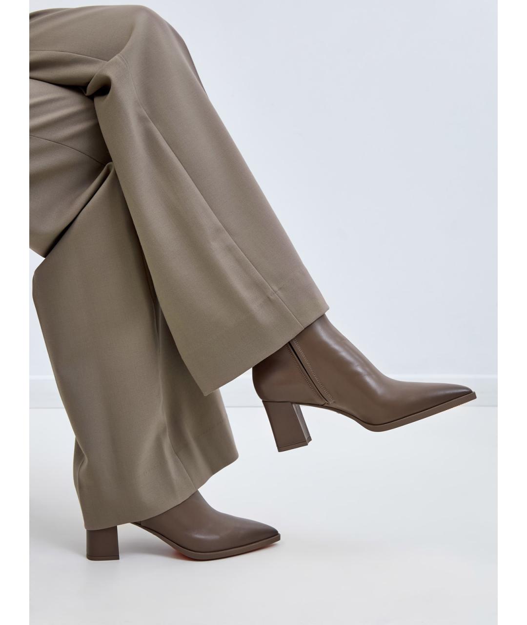 SANTONI Коричневые кожаные ботильоны, фото 2