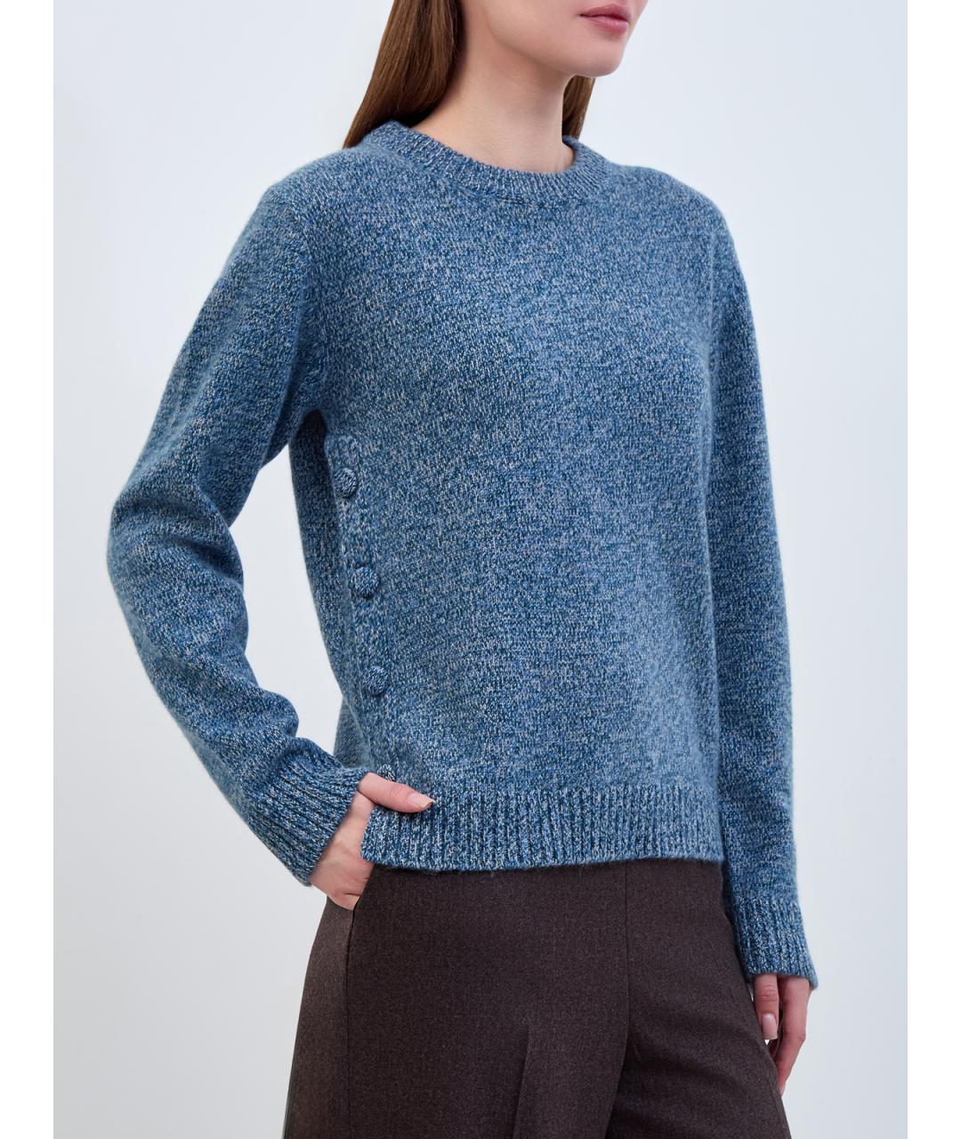 YVES SALOMON Синий кашемировый джемпер / свитер, фото 3