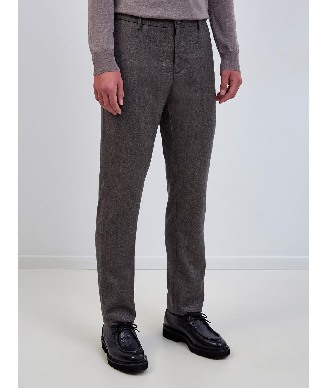 CANALI Коричневые шерстяные повседневные брюки, фото 3