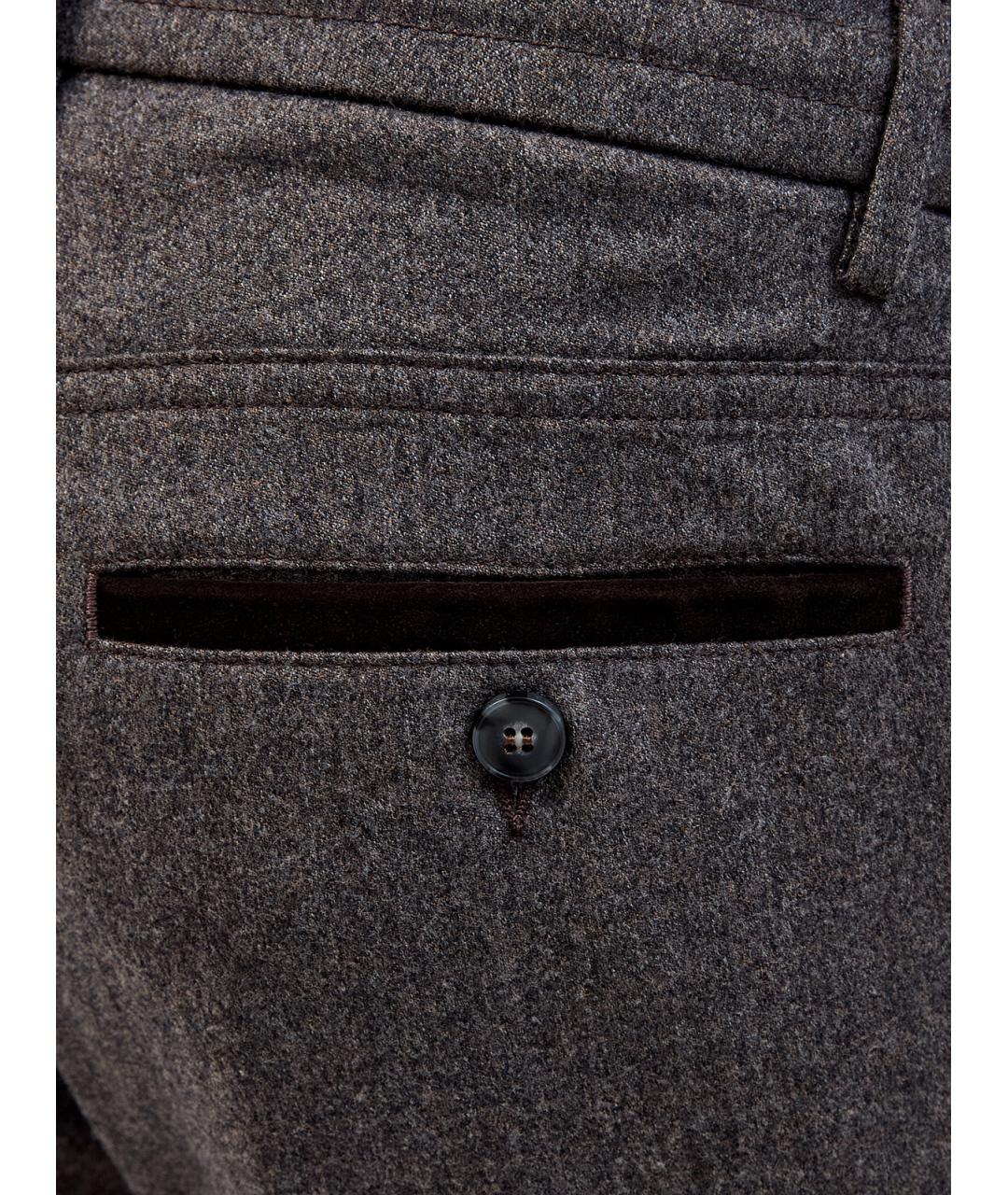 CANALI Коричневые шерстяные повседневные брюки, фото 5