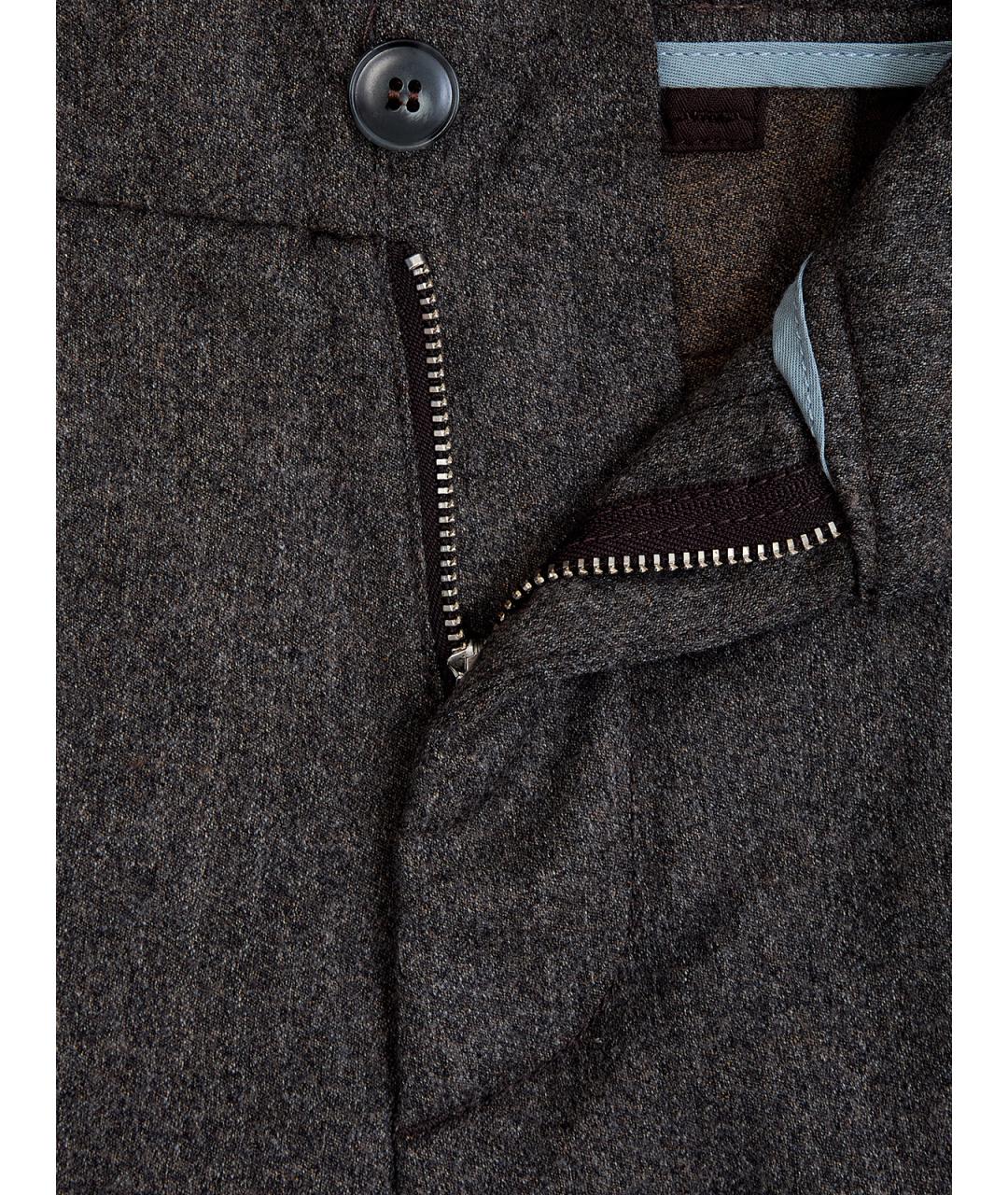 CANALI Коричневые шерстяные повседневные брюки, фото 6