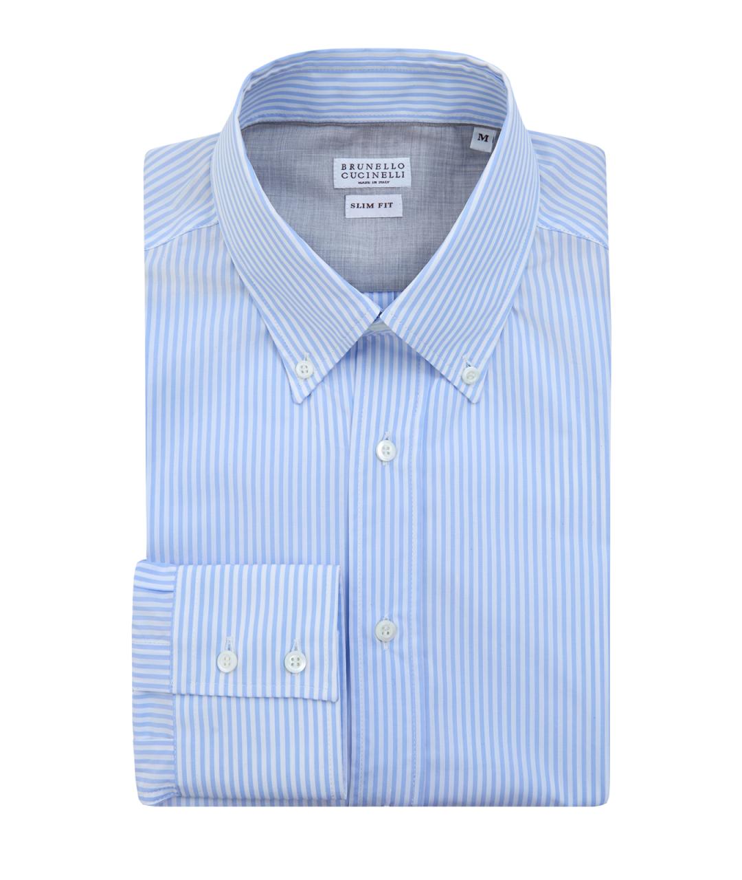 BRUNELLO CUCINELLI Голубая хлопковая кэжуал рубашка, фото 1
