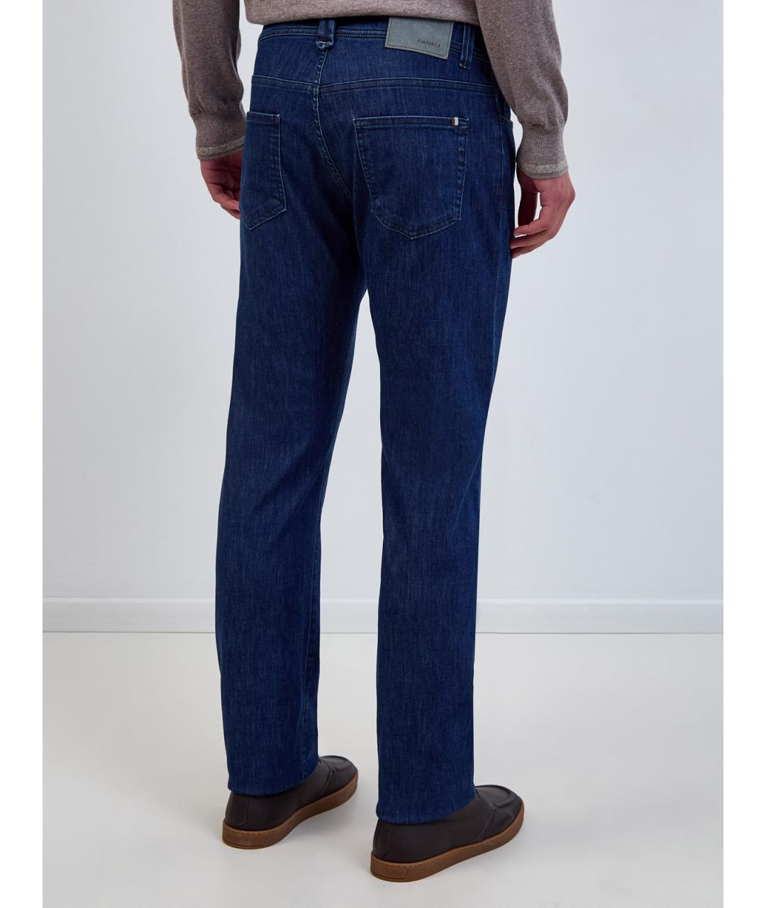 CANALI Синие хлопковые прямые джинсы, фото 4