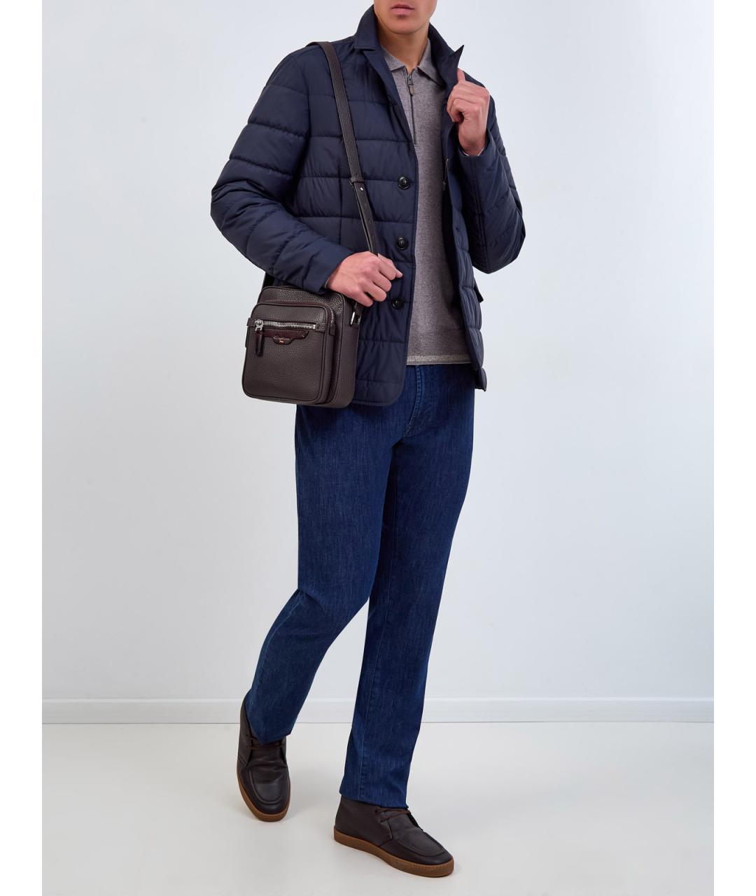 CANALI Синие хлопковые прямые джинсы, фото 2